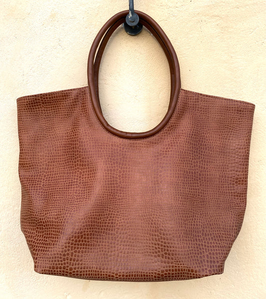 Brown Printed Leather Bag