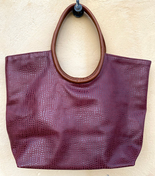 Plum Printed Leather Bag