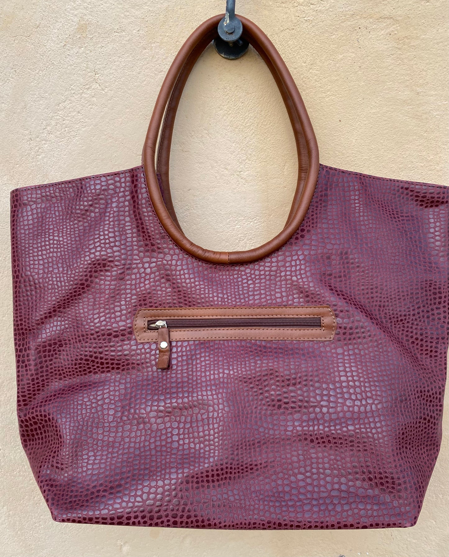 Plum Printed Leather Bag