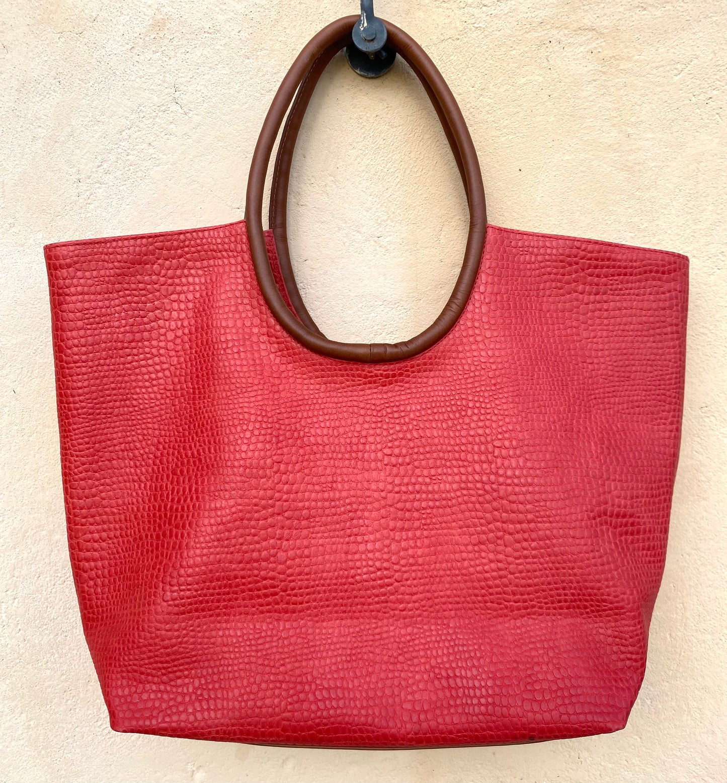 Red Printed Leather Bag