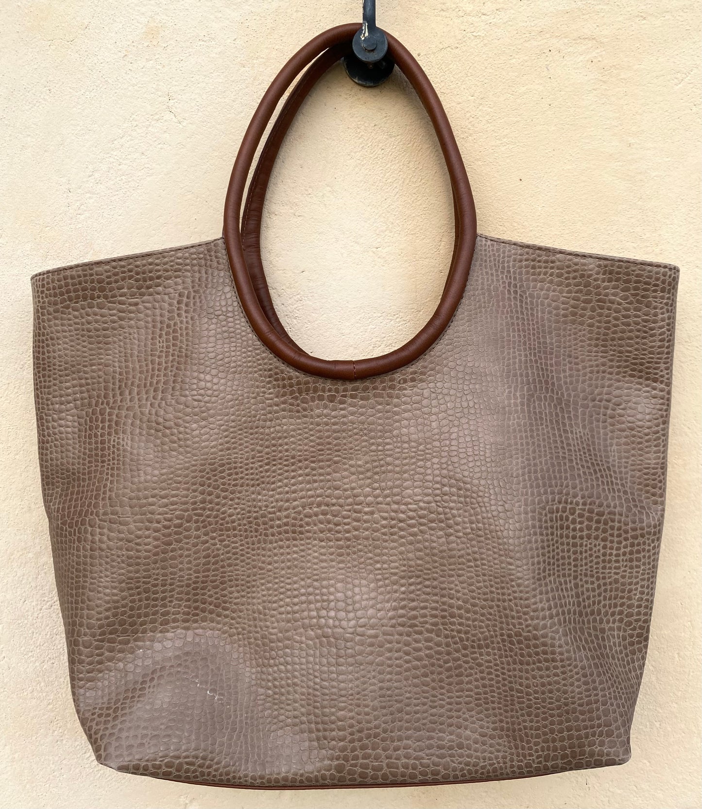 Taupe Printed Leather Bag