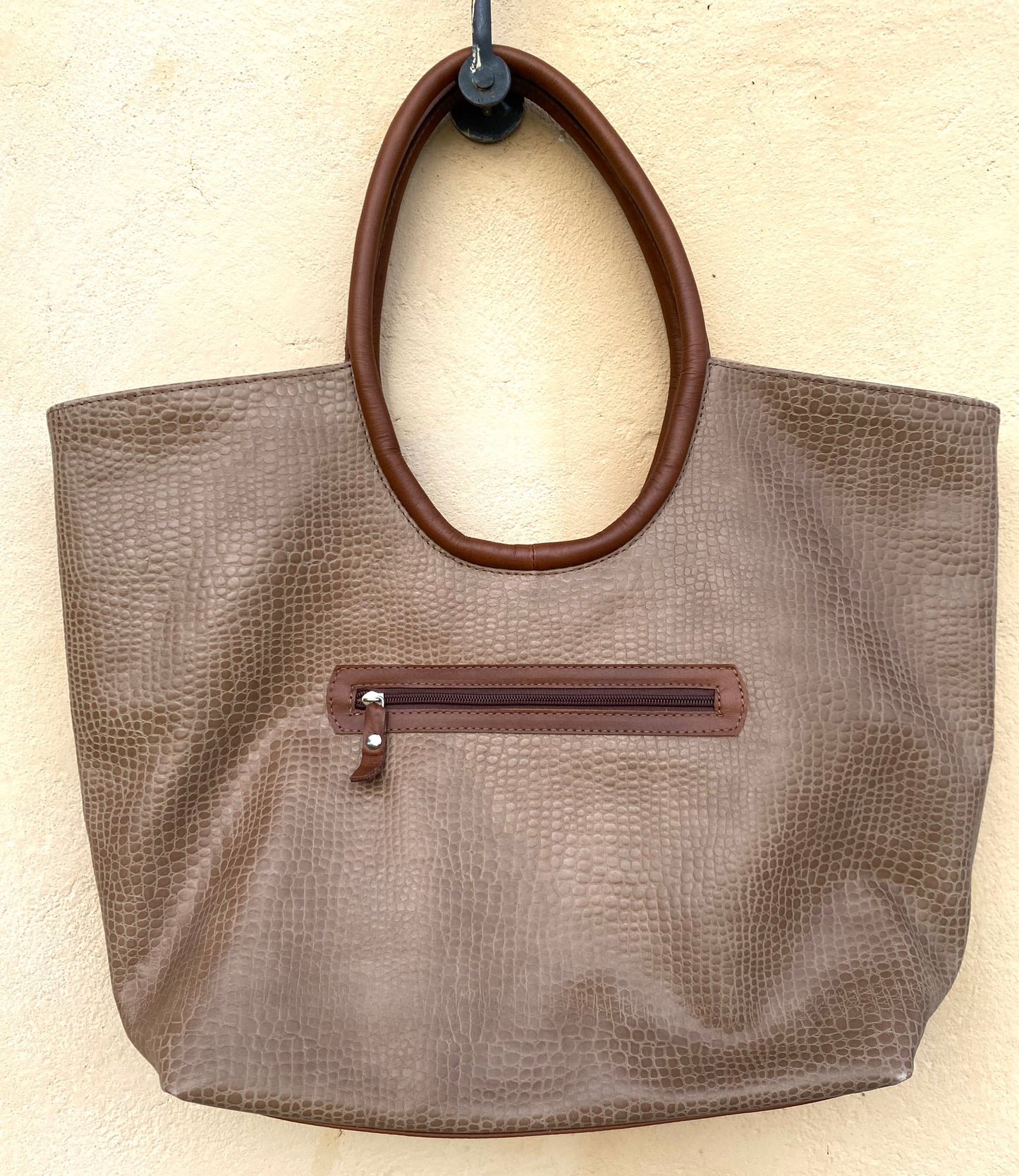 Taupe Printed Leather Bag