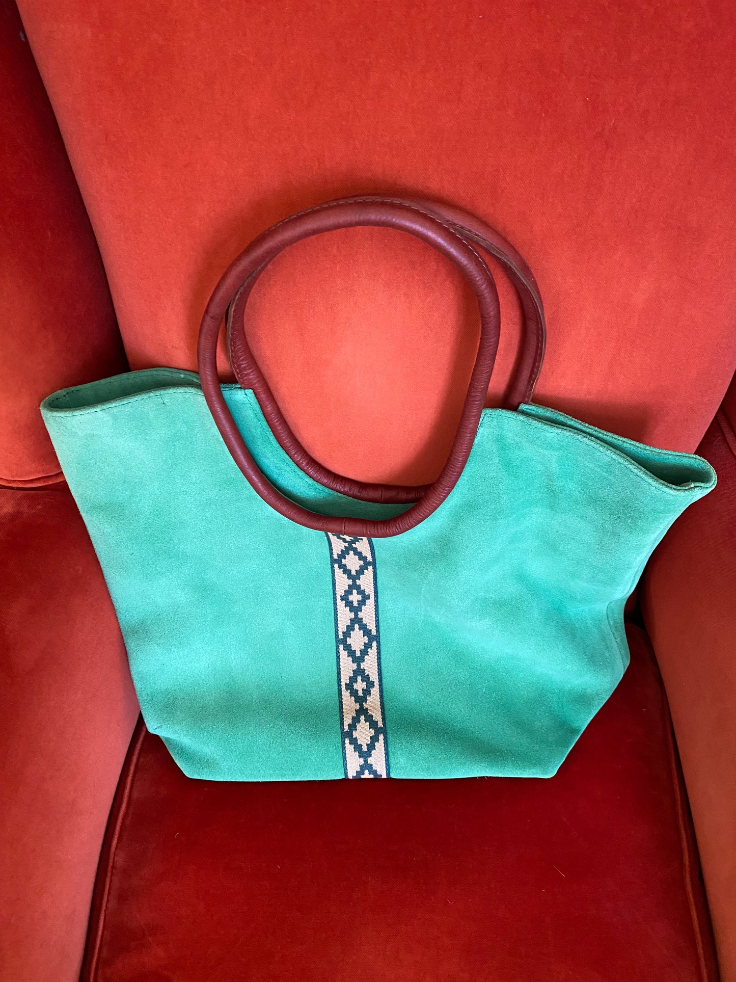Turquoise Suede Leather Bag