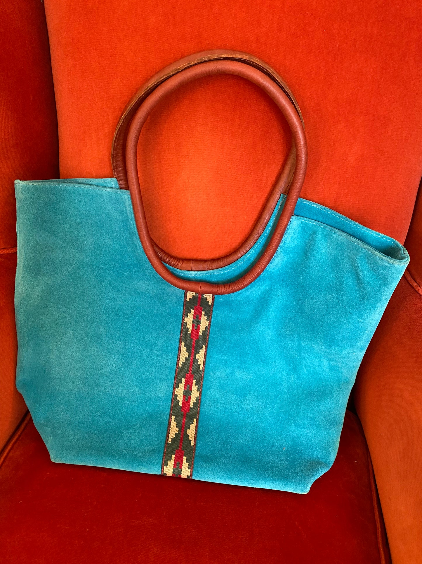 Light Blue Suede Leather Bag