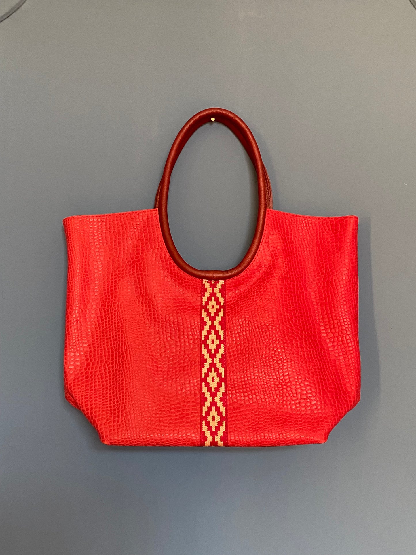 Red Printed Leather Bag