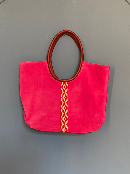 Pink Suede Leather Bag